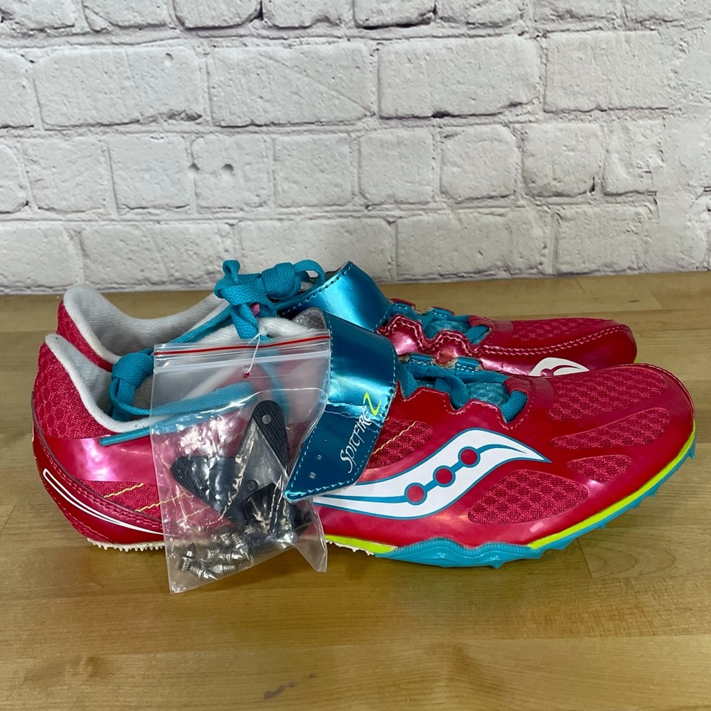 Saucony Spitfire 2‎ Track Spike Shoes Pink/Blue Women’s Size 9.5